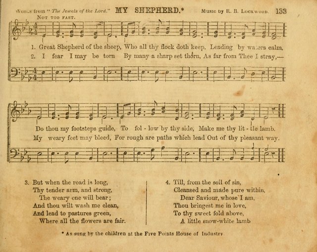 The Sabbath School Bell: a new collection of choice hymns and tunes, original and standard; carefully and simply arranged as solos, duets, trios, semi-choruses and choruses, and for organ..(Enl. Ed) page 133