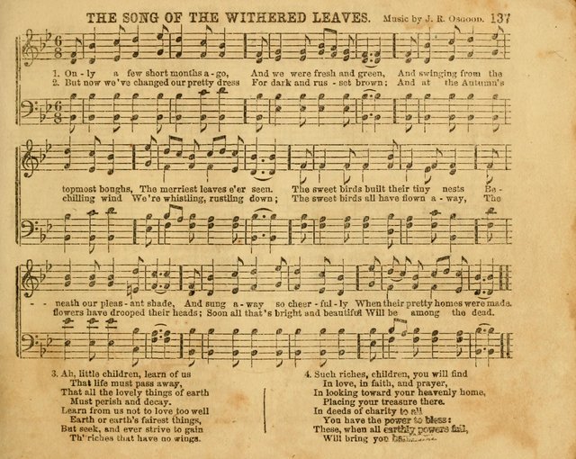 The Sabbath School Bell: a new collection of choice hymns and tunes, original and standard; carefully and simply arranged as solos, duets, trios, semi-choruses and choruses, and for organ..(Enl. Ed) page 137