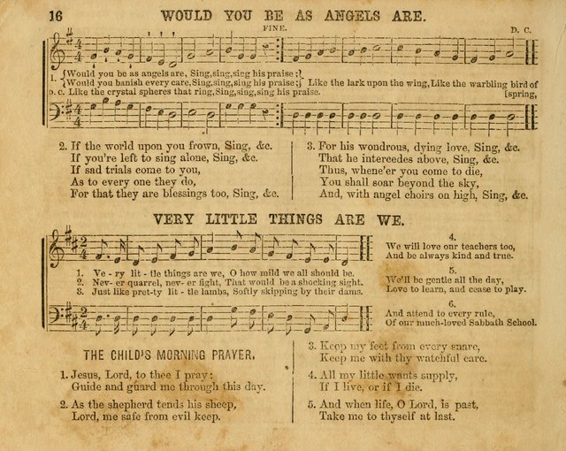 The Sabbath School Bell: a new collection of choice hymns and tunes, original and standard; carefully and simply arranged as solos, duets, trios, semi-choruses and choruses, and for organ..(Enl. Ed) page 16