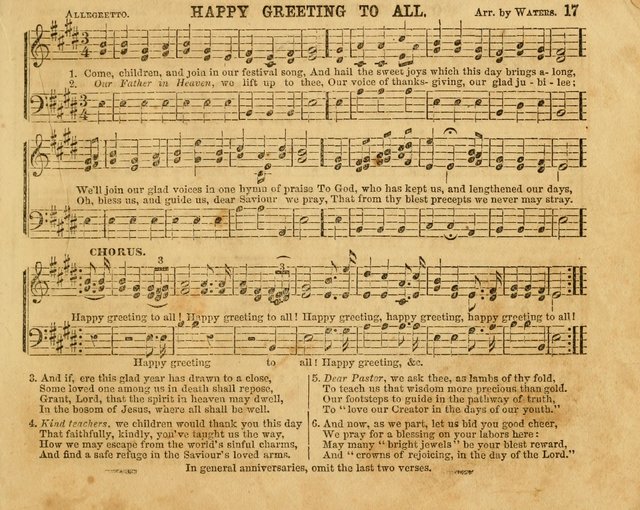 The Sabbath School Bell: a new collection of choice hymns and tunes, original and standard; carefully and simply arranged as solos, duets, trios, semi-choruses and choruses, and for organ..(Enl. Ed) page 17