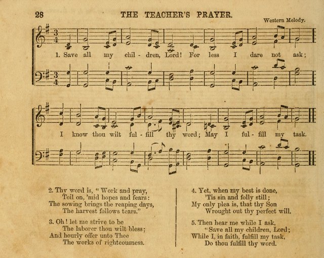 The Sabbath School Bell: a new collection of choice hymns and tunes, original and standard; carefully and simply arranged as solos, duets, trios, semi-choruses and choruses, and for organ..(Enl. Ed) page 28