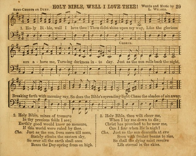 The Sabbath School Bell: a new collection of choice hymns and tunes, original and standard; carefully and simply arranged as solos, duets, trios, semi-choruses and choruses, and for organ..(Enl. Ed) page 39