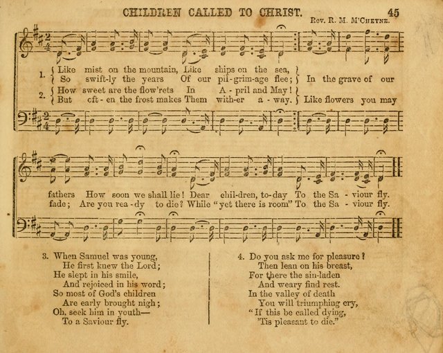 The Sabbath School Bell: a new collection of choice hymns and tunes, original and standard; carefully and simply arranged as solos, duets, trios, semi-choruses and choruses, and for organ..(Enl. Ed) page 45