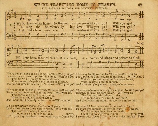 The Sabbath School Bell: a new collection of choice hymns and tunes, original and standard; carefully and simply arranged as solos, duets, trios, semi-choruses and choruses, and for organ..(Enl. Ed) page 47