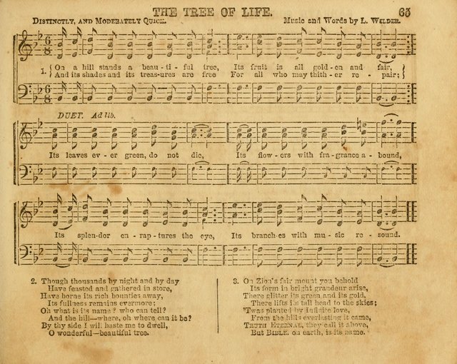 The Sabbath School Bell: a new collection of choice hymns and tunes, original and standard; carefully and simply arranged as solos, duets, trios, semi-choruses and choruses, and for organ..(Enl. Ed) page 65