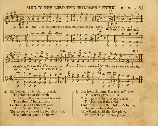 The Sabbath School Bell: a new collection of choice hymns and tunes, original and standard; carefully and simply arranged as solos, duets, trios, semi-choruses and choruses, and for organ..(Enl. Ed) page 71