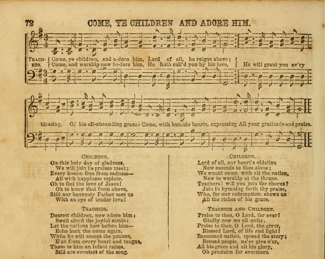 The Sabbath School Bell: a new collection of choice hymns and tunes, original and standard; carefully and simply arranged as solos, duets, trios, semi-choruses and choruses, and for organ..(Enl. Ed) page 72