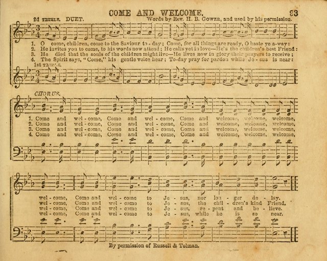 The Sabbath School Bell: a new collection of choice hymns and tunes, original and standard; carefully and simply arranged as solos, duets, trios, semi-choruses and choruses, and for organ..(Enl. Ed) page 93