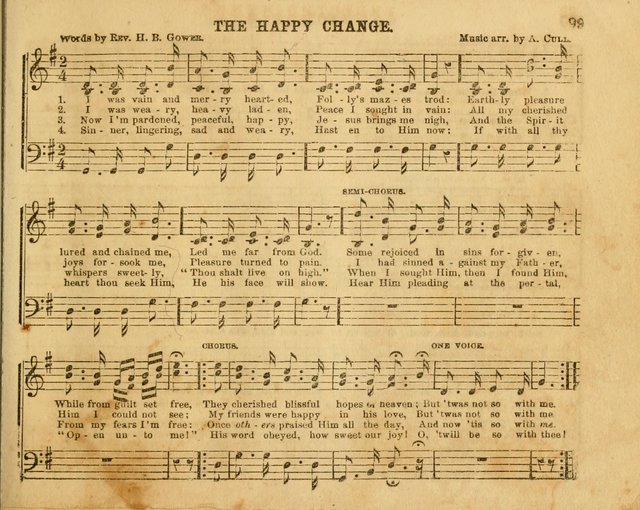 The Sabbath School Bell: a new collection of choice hymns and tunes, original and standard; carefully and simply arranged as solos, duets, trios, semi-choruses and choruses, and for organ..(Enl. Ed) page 99