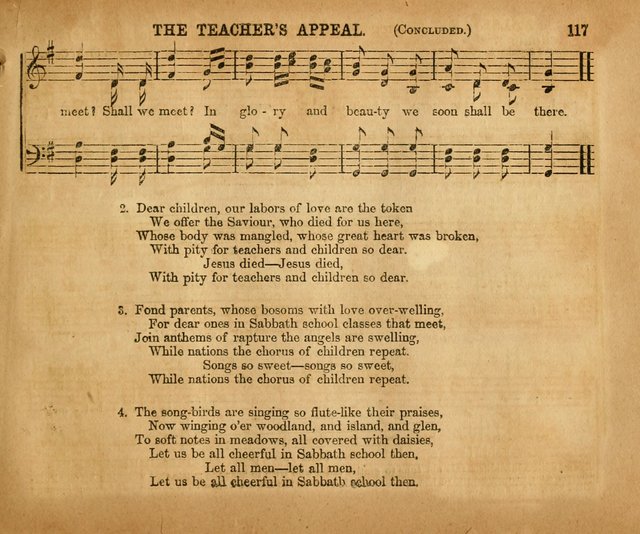 Sabbath School Bell No. 2: a superior collection of choice tunes, newly arranged and composed, and a large number of excellent hymns written expressly for this work, which are well adapted for...      page 117