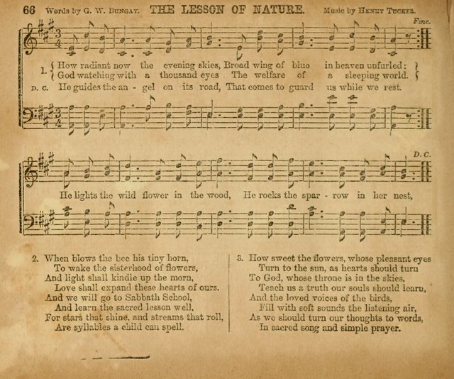 Sabbath School Bell No. 2: a superior collection of choice tunes, newly arranged and composed, and a large number of excellent hymns written expressly for this work, which are well adapted for...      page 66