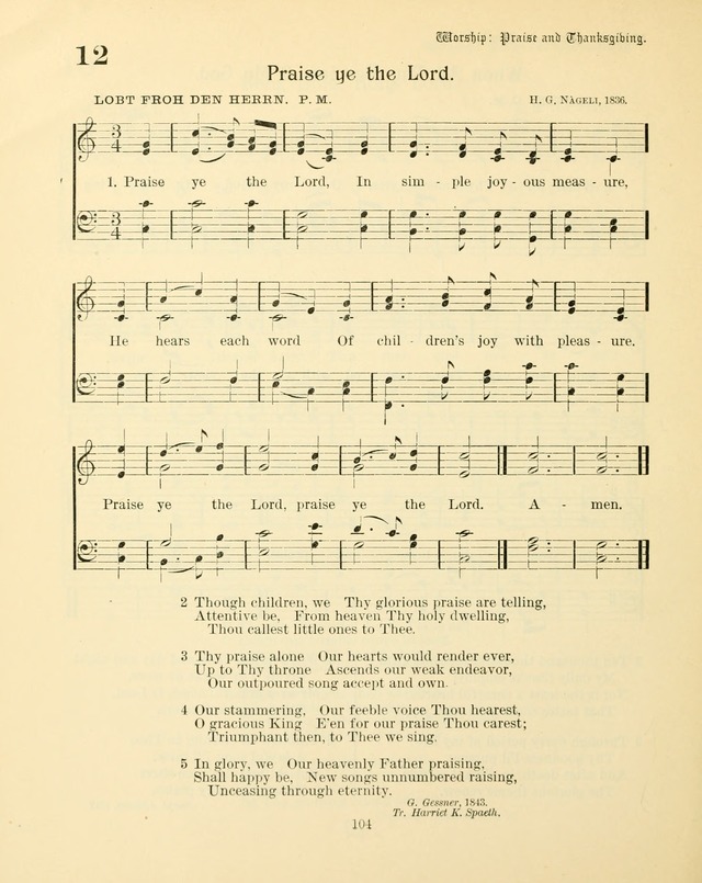 Sunday-School Book: with music: for the use of the Evangelical Lutheran congregations (Rev. and Enl.) page 106