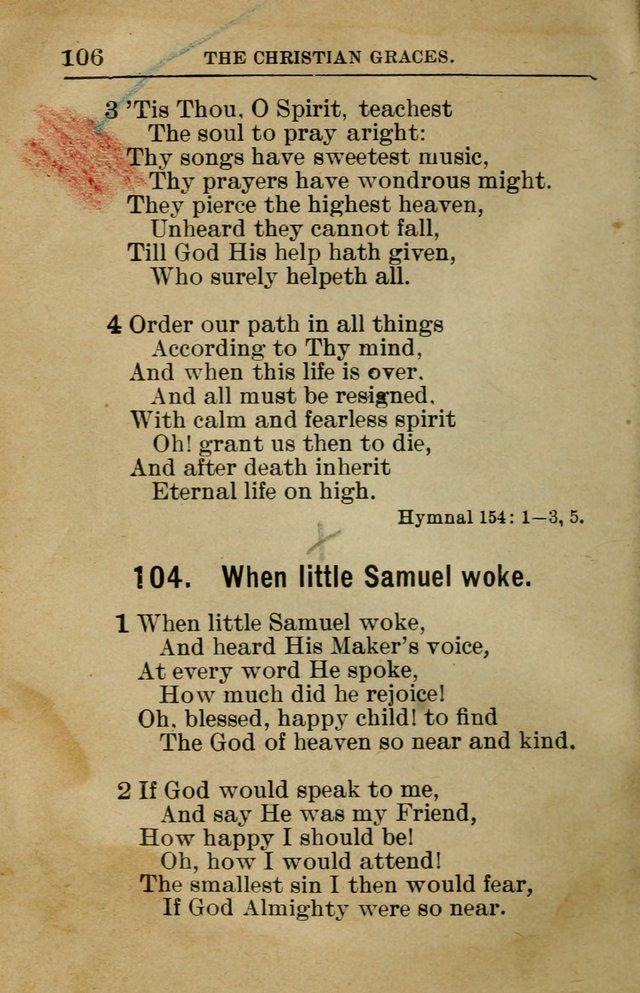 Sunday School Book: containing liturgy and hymns for the Sunday School (Rev. and Enl. Ed.) page 106