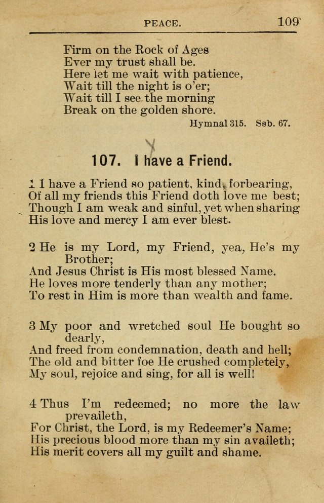 Sunday School Book: containing liturgy and hymns for the Sunday School (Rev. and Enl. Ed.) page 109