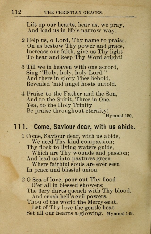 Sunday School Book: containing liturgy and hymns for the Sunday School (Rev. and Enl. Ed.) page 112