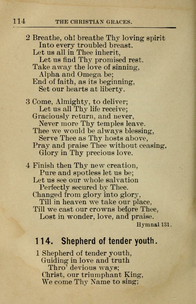 Sunday School Book: containing liturgy and hymns for the Sunday School (Rev. and Enl. Ed.) page 114