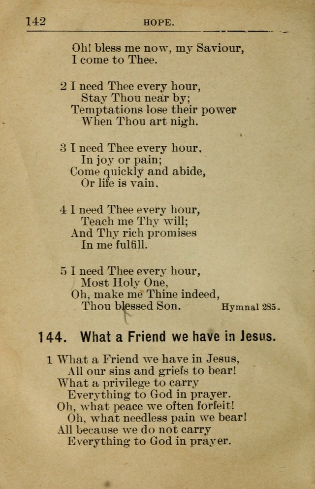 Sunday School Book: containing liturgy and hymns for the Sunday School (Rev. and Enl. Ed.) page 144