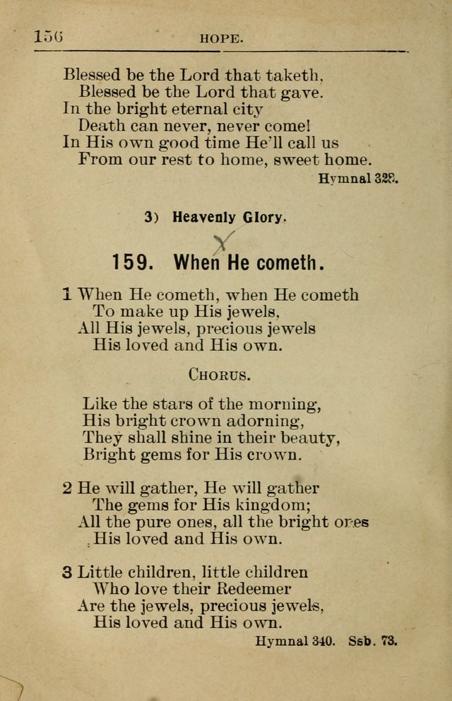 Sunday School Book: containing liturgy and hymns for the Sunday School (Rev. and Enl. Ed.) page 158