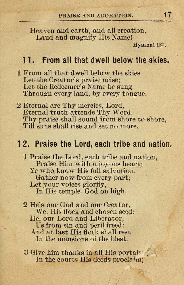 Sunday School Book: containing liturgy and hymns for the Sunday School (Rev. and Enl. Ed.) page 17