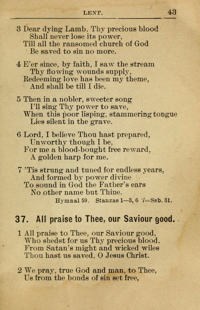 Sunday School Book: containing liturgy and hymns for the Sunday School (Rev. and Enl. Ed.) page 43