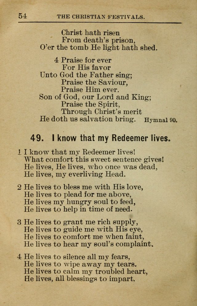 Sunday School Book: containing liturgy and hymns for the Sunday School (Rev. and Enl. Ed.) page 54