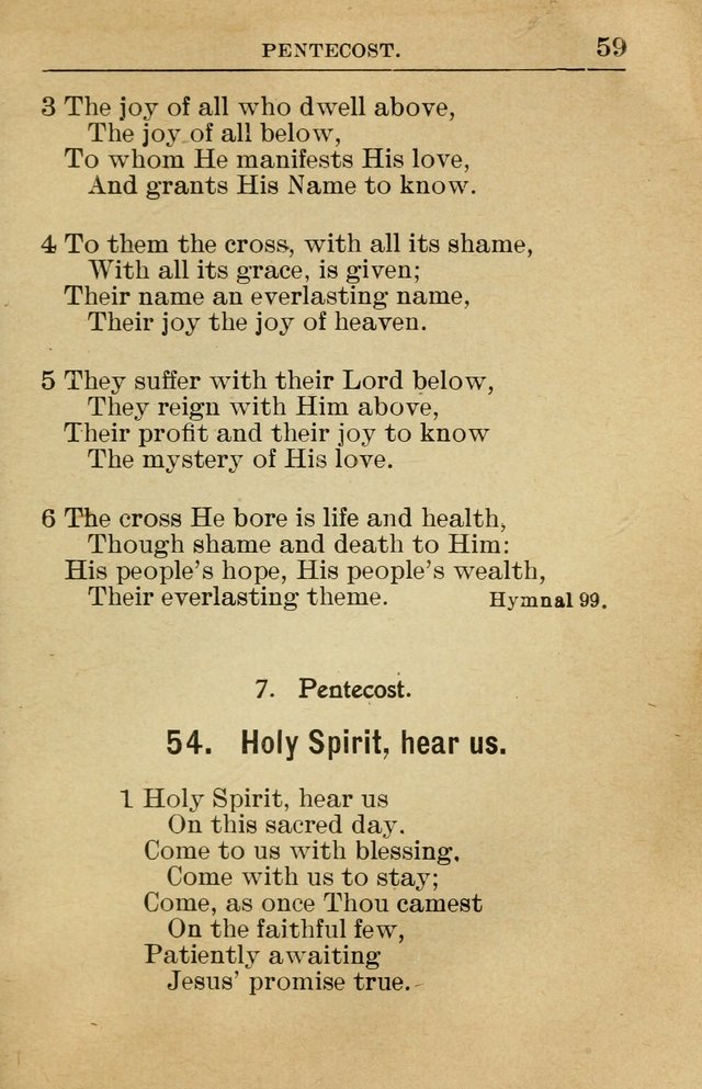 Sunday School Book: containing liturgy and hymns for the Sunday School (Rev. and Enl. Ed.) page 59