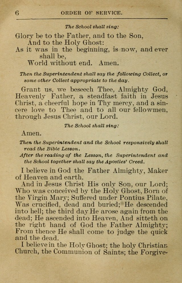 Sunday School Book: containing liturgy and hymns for the Sunday School (Rev. and Enl. Ed.) page 6