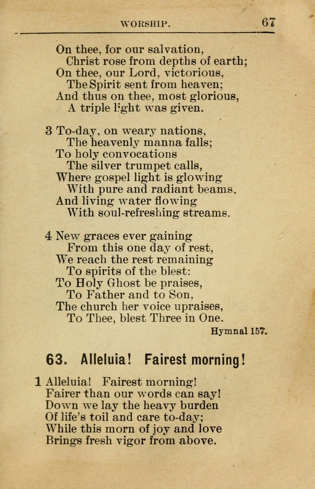 Sunday School Book: containing liturgy and hymns for the Sunday School (Rev. and Enl. Ed.) page 67