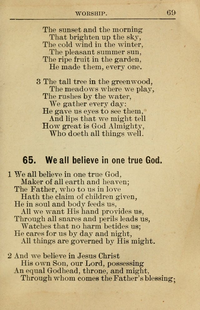 Sunday School Book: containing liturgy and hymns for the Sunday School (Rev. and Enl. Ed.) page 69