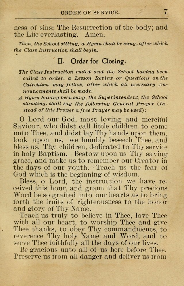 Sunday School Book: containing liturgy and hymns for the Sunday School (Rev. and Enl. Ed.) page 7