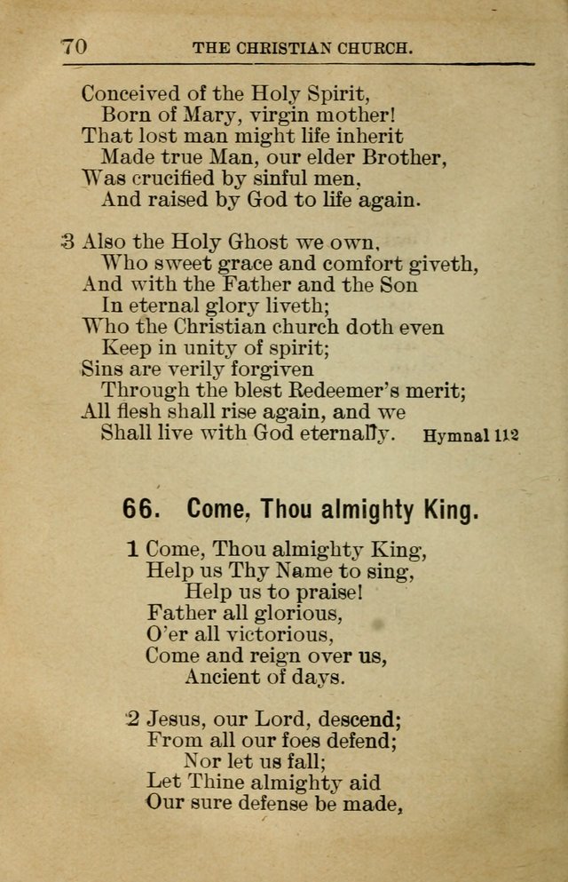 Sunday School Book: containing liturgy and hymns for the Sunday School (Rev. and Enl. Ed.) page 70