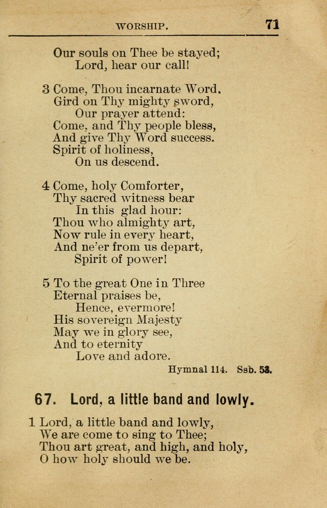 Sunday School Book: containing liturgy and hymns for the Sunday School (Rev. and Enl. Ed.) page 71