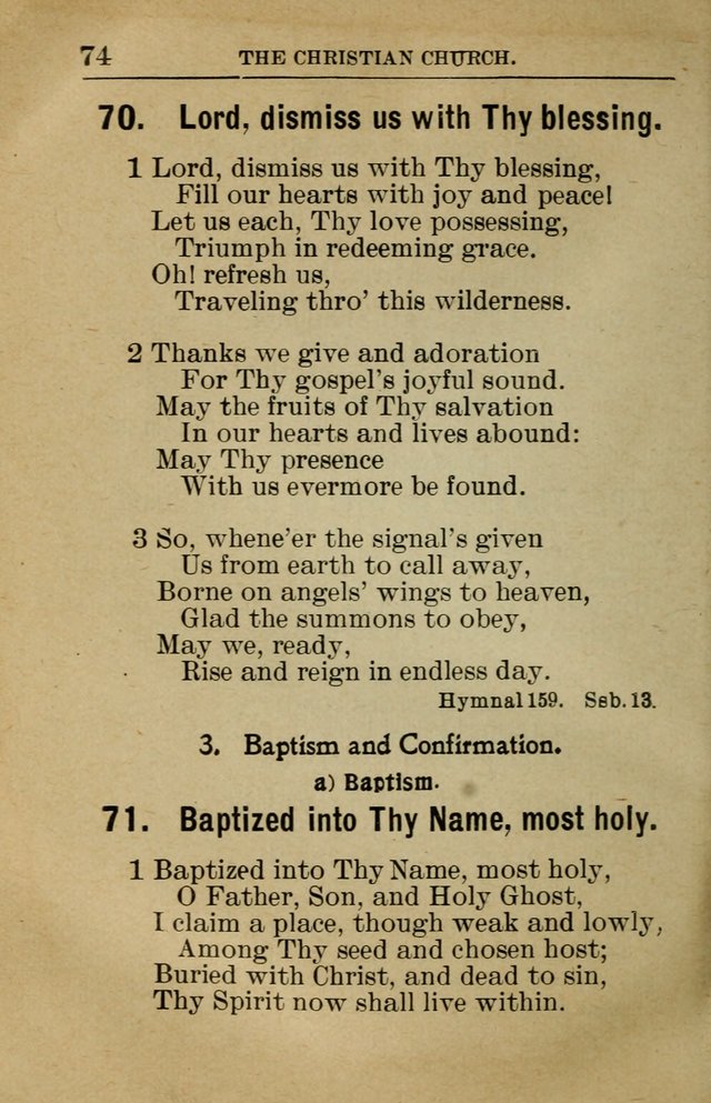 Sunday School Book: containing liturgy and hymns for the Sunday School (Rev. and Enl. Ed.) page 74