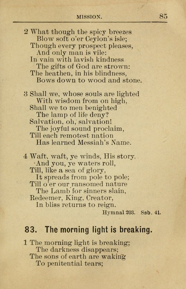 Sunday School Book: containing liturgy and hymns for the Sunday School (Rev. and Enl. Ed.) page 85