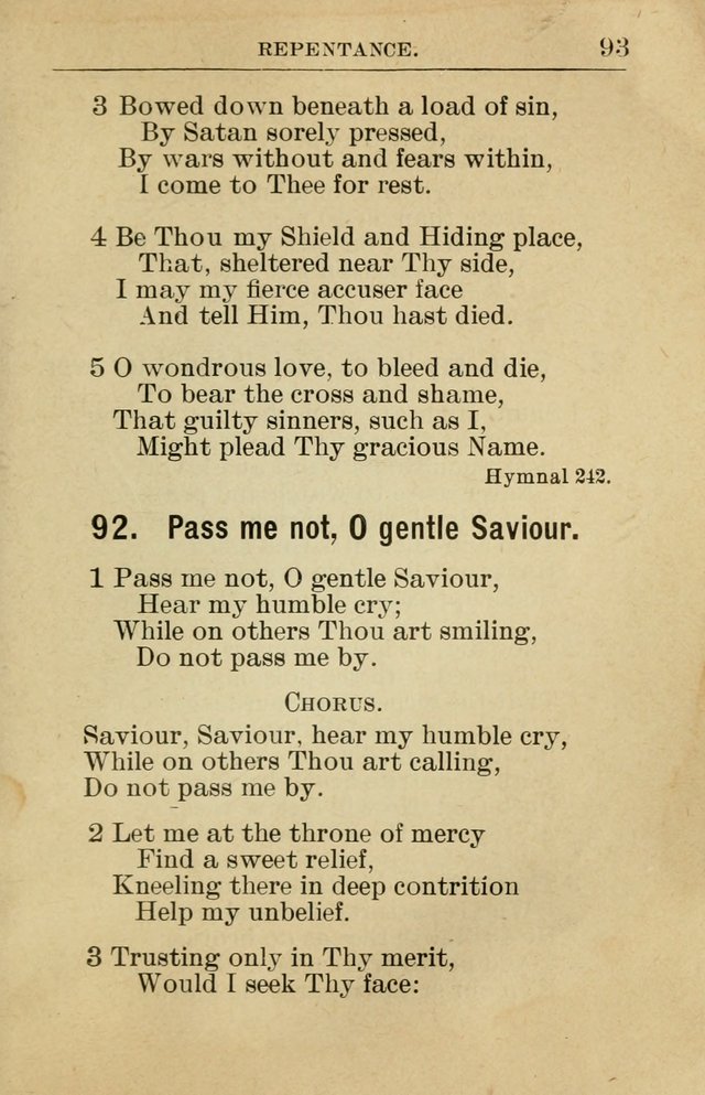 Sunday School Book: containing liturgy and hymns for the Sunday School (Rev. and Enl. Ed.) page 93