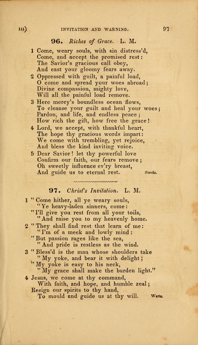 Sacred Songs for Family and Social Worship: comprising the most approved spiritual hymns with chaste and popular tunes page 111