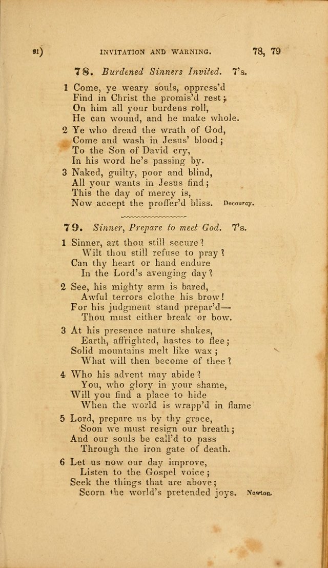 Sacred Songs for Family and Social Worship: comprising the most approved spiritual hymns with chaste and popular tunes page 91