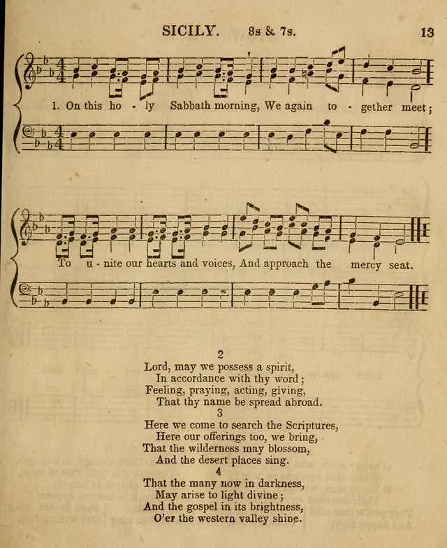 The Sabbath School Harp: being a selection of tunes and hynns, adapted to the wants of Sabbath schools, families, and social meetings (2nd ed.) page 13