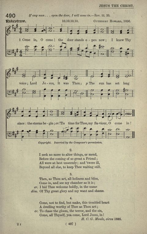 The Sunday School Hymnary: a twentieth century hymnal for young people (4th ed.) page 496