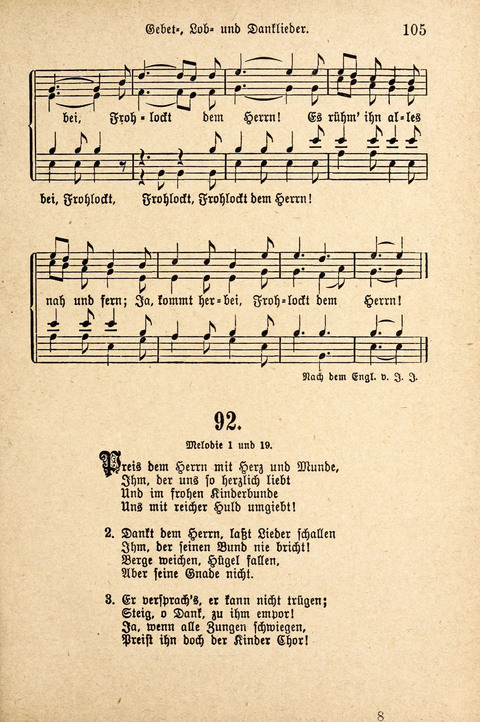 Sonntagsschulharfe: Eine Sammlung auserlesener Lieder und Melodien für die Jugend page 105