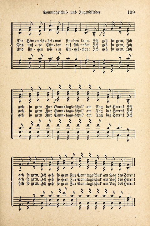 Sonntagsschulharfe: Eine Sammlung auserlesener Lieder und Melodien für die Jugend page 109