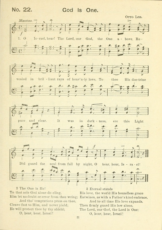 The Sabbath School Hymnal, a collection of songs, services and responses for Jewish Sabbath schools, and homes 4th rev. ed. page 22