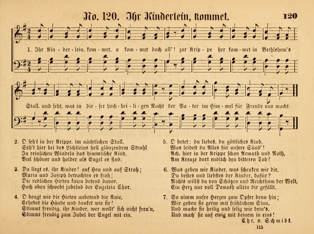 Sonntags-Schul-Harfe: sammlung drei- und vierstimmiger Lieder, Choräle und Responsorien: der Jugend der deutschen evang.-lutherischen Kirche in Amerika (Neuestes Aufl.) page 113