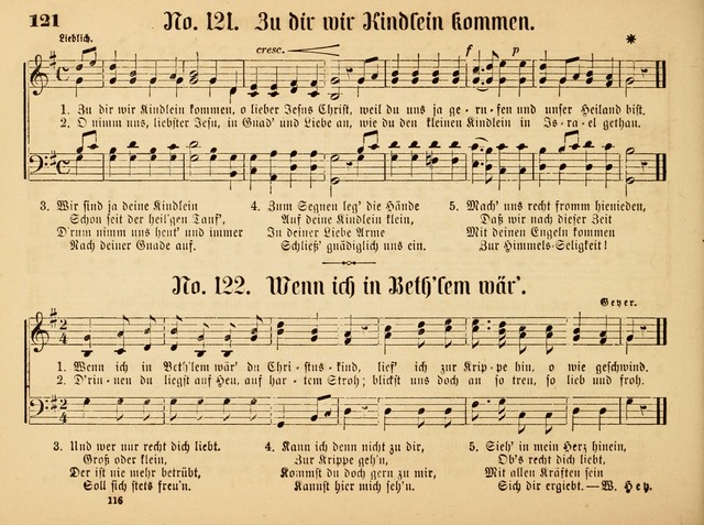 Sonntags-Schul-Harfe: sammlung drei- und vierstimmiger Lieder, Choräle und Responsorien: der Jugend der deutschen evang.-lutherischen Kirche in Amerika (Neuestes Aufl.) page 114