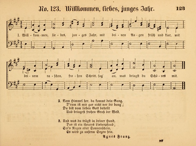 Sonntags-Schul-Harfe: sammlung drei- und vierstimmiger Lieder, Choräle und Responsorien: der Jugend der deutschen evang.-lutherischen Kirche in Amerika (Neuestes Aufl.) page 115