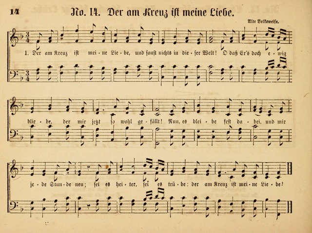 Sonntags-Schul-Harfe: sammlung drei- und vierstimmiger Lieder, Choräle und Responsorien: der Jugend der deutschen evang.-lutherischen Kirche in Amerika (Neuestes Aufl.) page 14