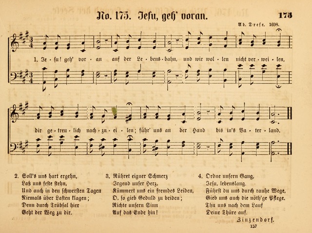 Sonntags-Schul-Harfe: sammlung drei- und vierstimmiger Lieder, Choräle und Responsorien: der Jugend der deutschen evang.-lutherischen Kirche in Amerika (Neuestes Aufl.) page 155