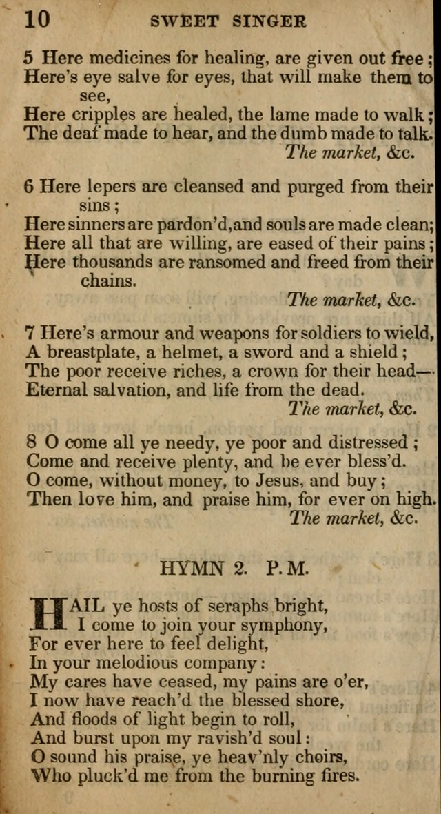 The Sweet Singer of Israel: a collection of hymns and spiritual  songs, usually sung at camp, prayer, and social meetings, and revivals of religion (New ed. much enlarged) page 10