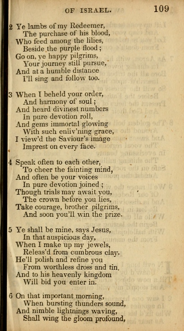 The Sweet Singer of Israel: a collection of hymns and spiritual  songs, usually sung at camp, prayer, and social meetings, and revivals of religion (New ed. much enlarged) page 109