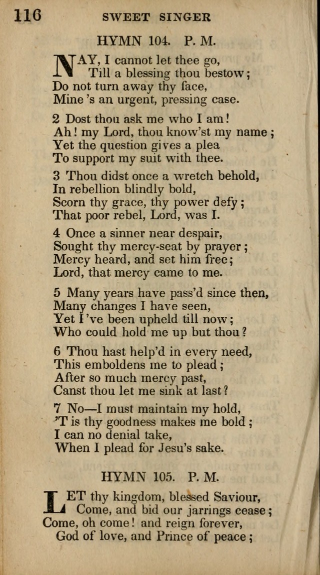 The Sweet Singer of Israel: a collection of hymns and spiritual  songs, usually sung at camp, prayer, and social meetings, and revivals of religion (New ed. much enlarged) page 116